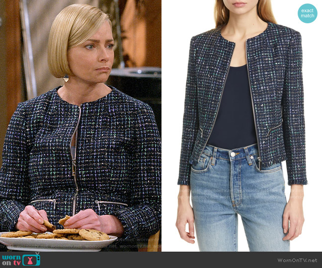 Ted Baker Fearnij Bouclé Jacket worn by Jill Kendall (Jaime Pressly) on Mom
