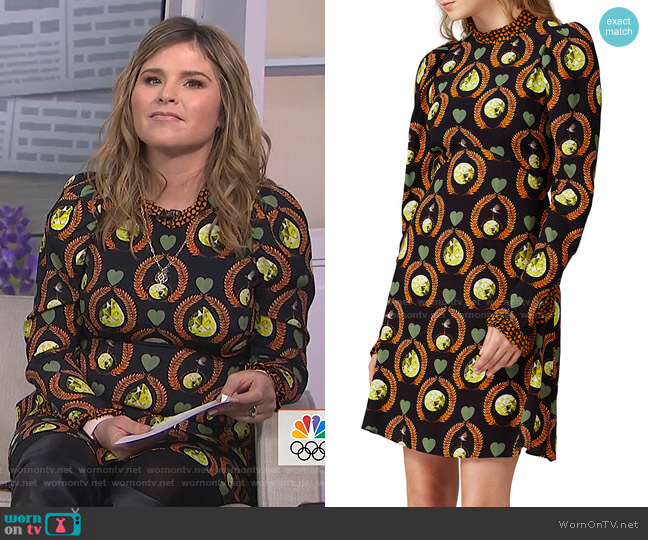 Temperley London Printed Rosella Dress worn by Jenna Bush Hager on Today