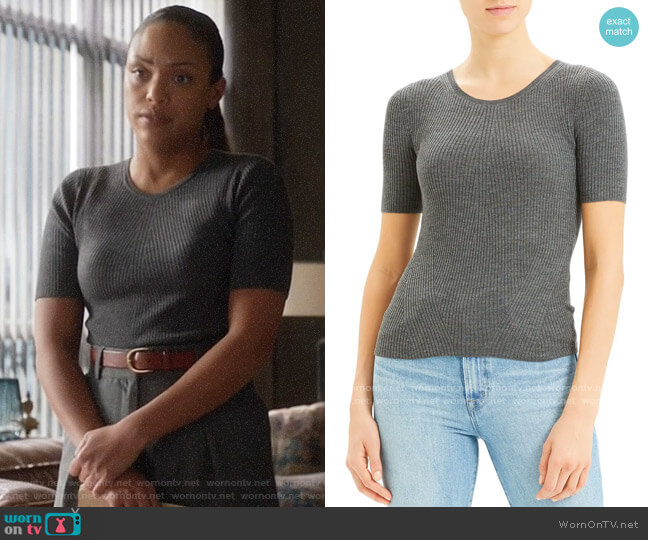 Theory Moving Rib Regal Wool Tee worn by Danny James (Jaime Lee Kirchner) on Bull