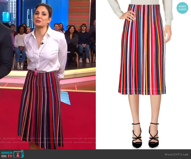 Tory Burch Ellis Striped Skirt worn by Cecilia Vega on Good Morning America
