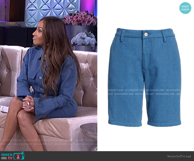 Trave Sydney High Waist Denim Trouser Shorts worn by Adrienne Houghton on The Real