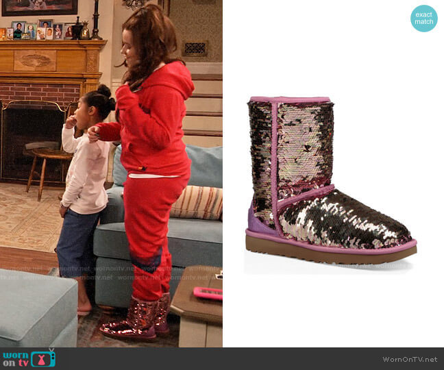 Ugg Classic Short Sequin Boot worn by Jade (Talia Jackson) on Family Reunion