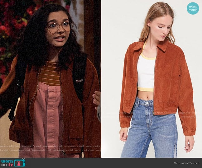 Urban Outfitters Corduroy Zip-Front Jacket worn by Ashley Garcia (Paulina Chávez) on The Expanding Universe of Ashley Garcia