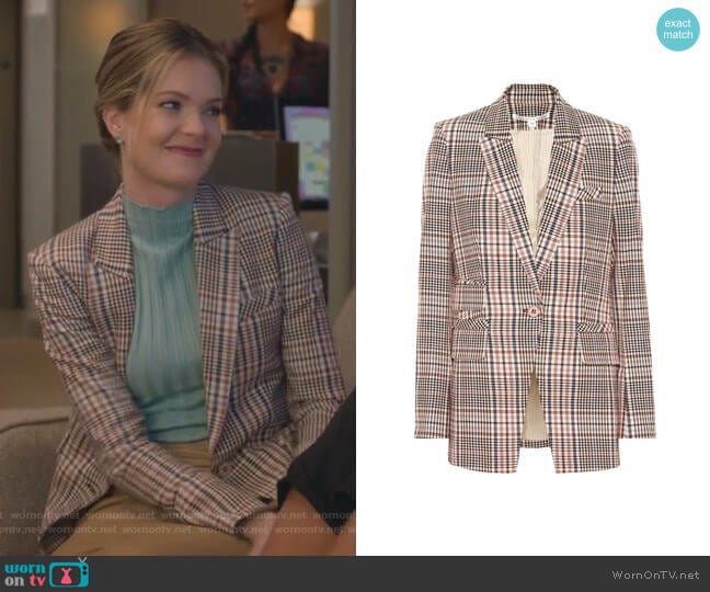 Veronica Beard Fuller Plaid Stretch Blazer worn by Sutton (Meghann Fahy) on The Bold Type