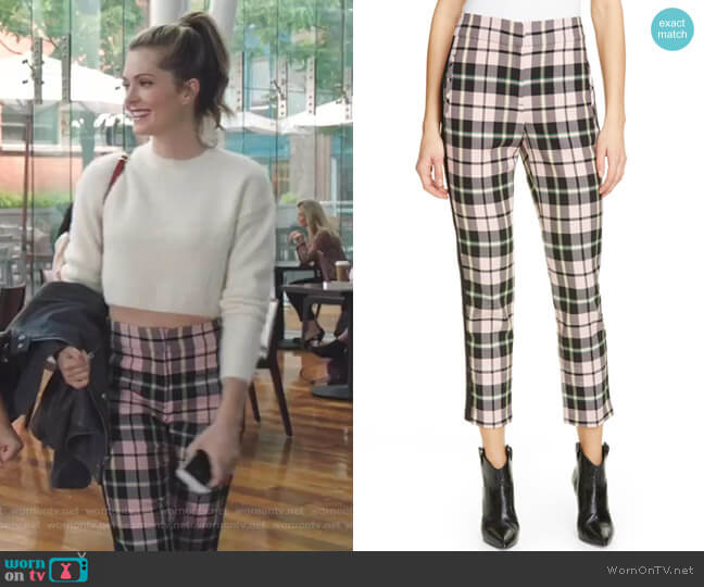 Veronica Beard Gemini Plaid Crop Trousers worn by Sutton (Meghann Fahy) on The Bold Type