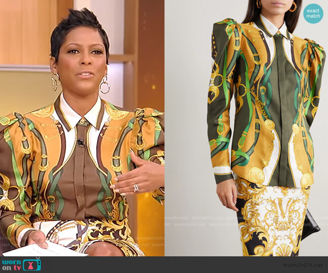 Versace Printed Satin Shirt worn by Tamron Hall on Tamron Hall Show