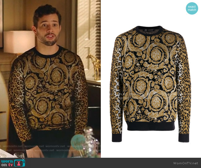 Versace Dual-Pattern Knit Jumper worn by Sam Flores (Rafael de la Fuente) on Dynasty