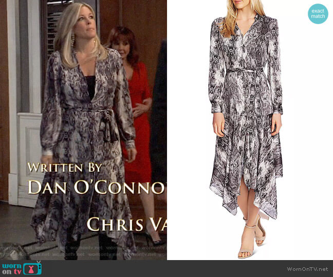Vince Camuto Snakeskin Print Midi Dress worn by Carly Spencer (Laura Wright) on General Hospital