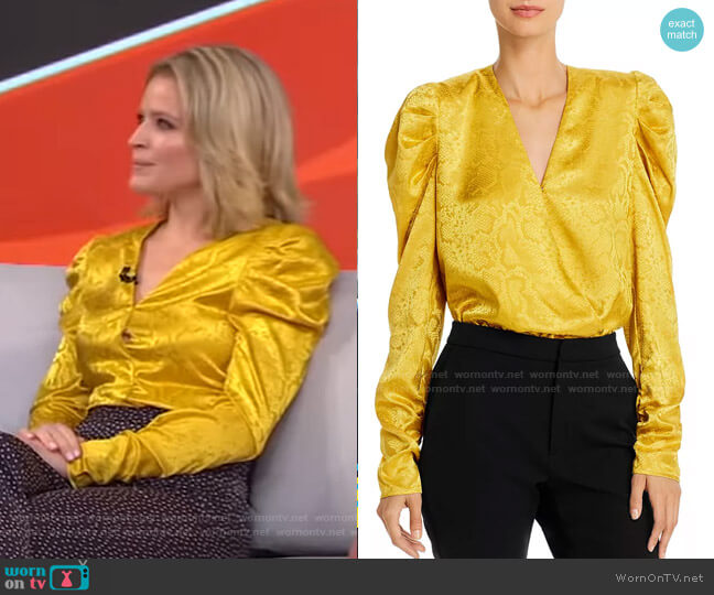 Wayf Sav Puff-Sleeve Bodysuit worn by Sara Haines on Good Morning America