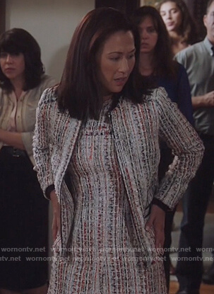 Captain Kim’s tweed dress and jacket on Brooklyn Nine-Nine