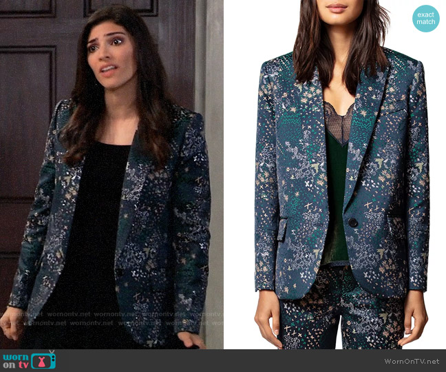 Zadig & Voltaire Viking Mixed-Print Jacquard Blazer worn by Brook Lynn Quartermaine (Amanda Setton) on General Hospital