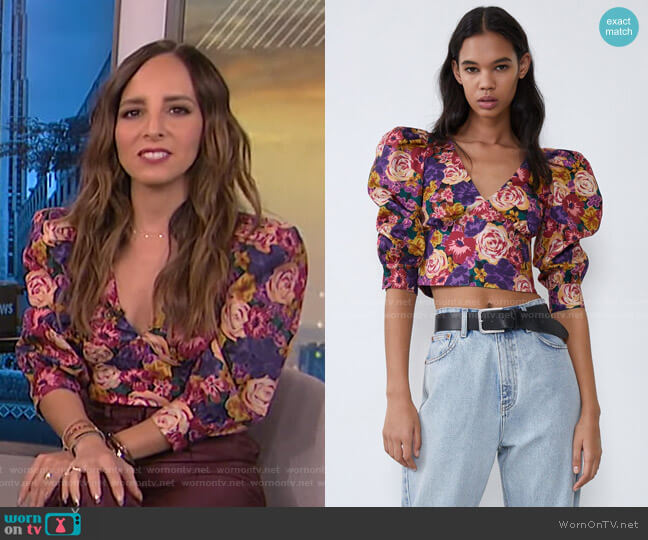 Zara Floral Poplin Top worn by Lilliana Vazquez on E! News