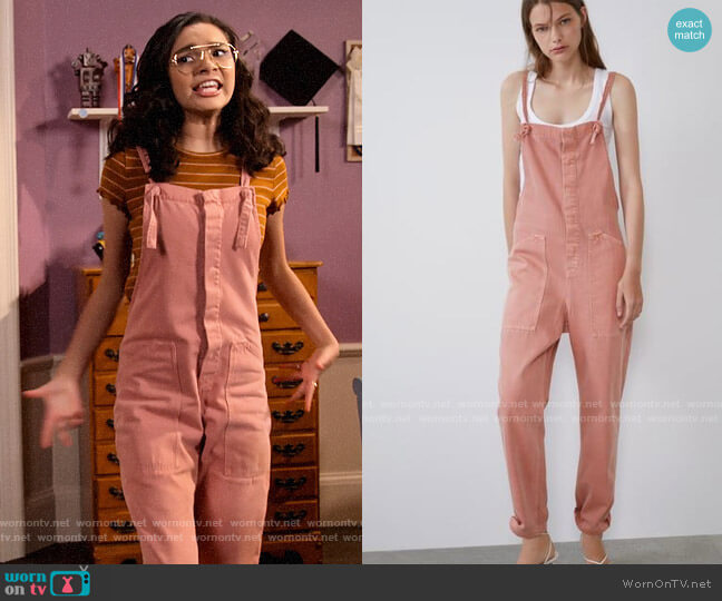 Zara Colored Denim Jumpsuit worn by Ashley Garcia (Paulina Chávez) on The Expanding Universe of Ashley Garcia