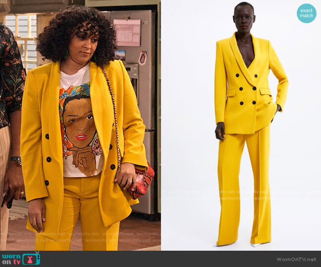 Zara Double Breasted Blazer worn by Cocoa McKellan (Tia Mowry-Hardrict) on Family Reunion