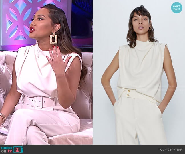 Zara Pleated Top worn by Adrienne Houghton on The Real