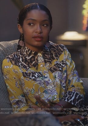 Zoey’s floral and leopard western shirt on Grown-ish