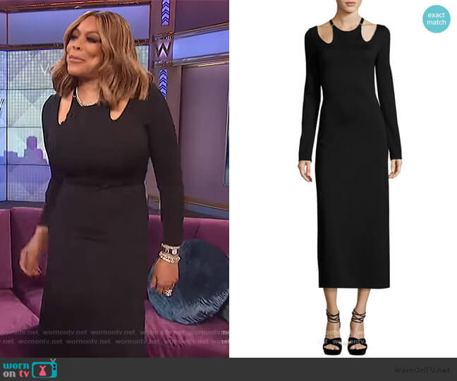 A.L.C. Jessa Long-Sleeve Cutout Ponte Midi Dress worn by Wendy Williams on The Wendy Williams Show