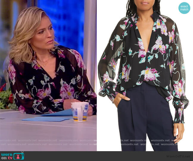A.L.C. Venetia Floral Silk Blouse worn by Sara Haines on The View