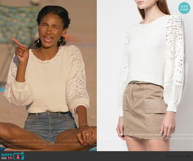 A.L.C. Crochet Sleeve Sweater worn by Layla Keating (Greta Onieogou) on All American