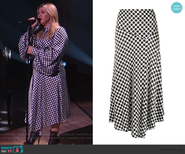 Alexandre Vauthier Polka Dot Asymmetric Skirt worn by Kelly Clarkson on The Kelly Clarkson Show
