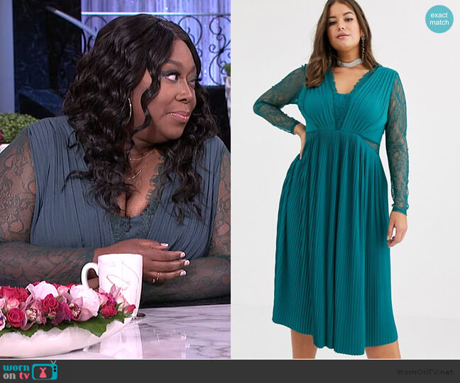 ASOS Lace and Pleat Midi Dress worn by Loni Love on The Real