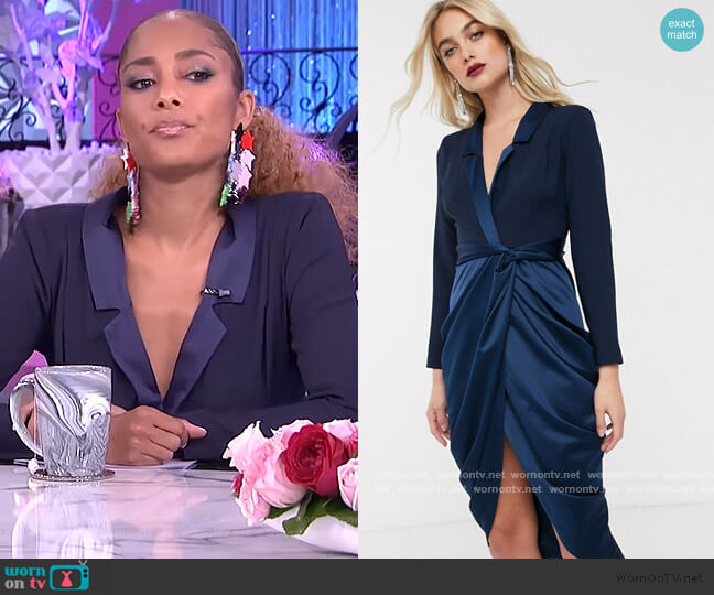 ASOS Satin Drape Tux Midi Dress worn by Amanda Seales on The Real