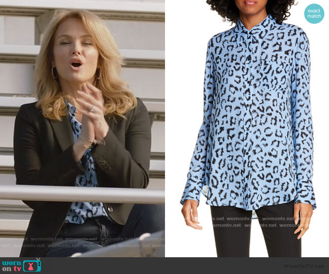 A.L.C. Emerson Leopard Print Silk Top worn by Laura Baker (Monet Mazur) on All American