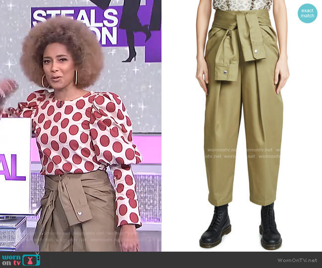 Alexander Wang Tie Waist Cotton Trousers worn by Amanda Seales on The Real
