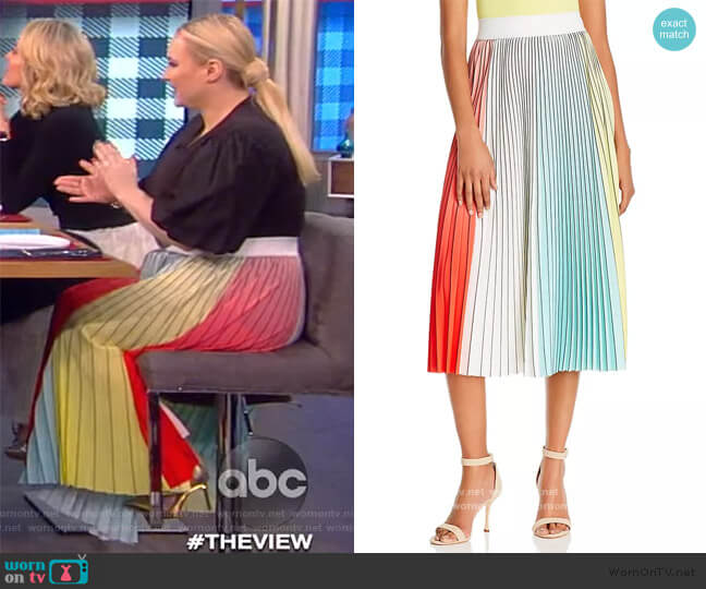 Alice + Olivia Arden Pleated Midi Skirt worn by Meghan McCain on The View