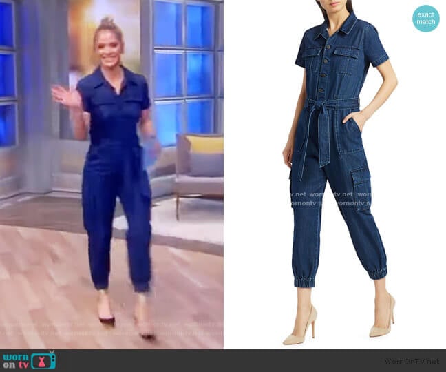 Alice + Olivia Denim Cargo Jumpsuit worn by Sara Haines on The View