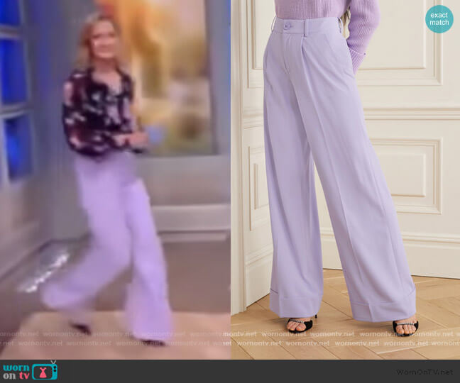 Alice + Olivia Tomasa crepe wide-leg pants worn by Sara Haines on The View