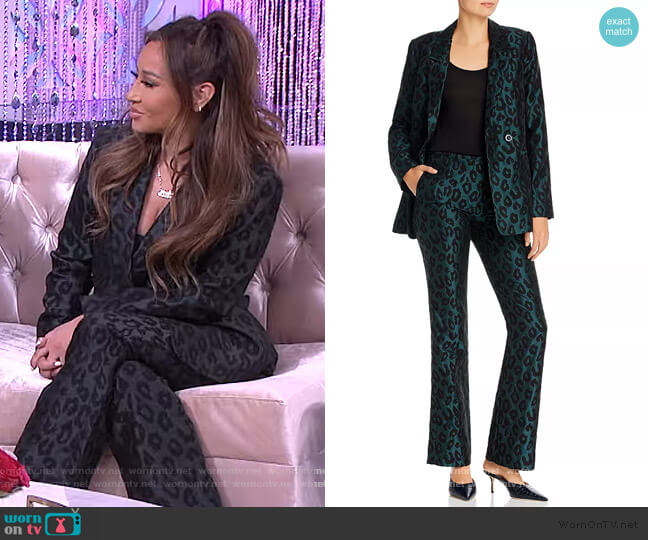 Anine Bing Madeleine Double-Breasted Jacquard Blazer worn by Adrienne Houghton on The Real