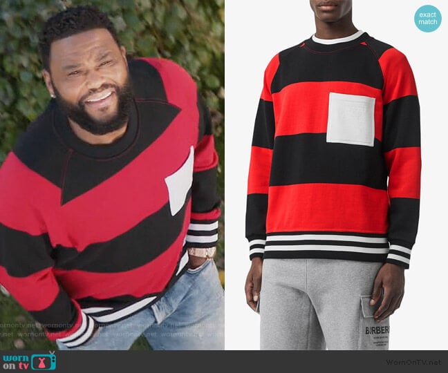Burberry Rugby Stripe Cotton Sweatshirt worn by Andre Johnson (Anthony Anderson) on Black-ish