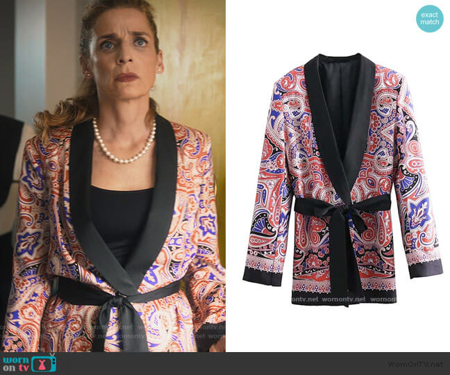 Cellabie Red Paisley Wrap Blazer