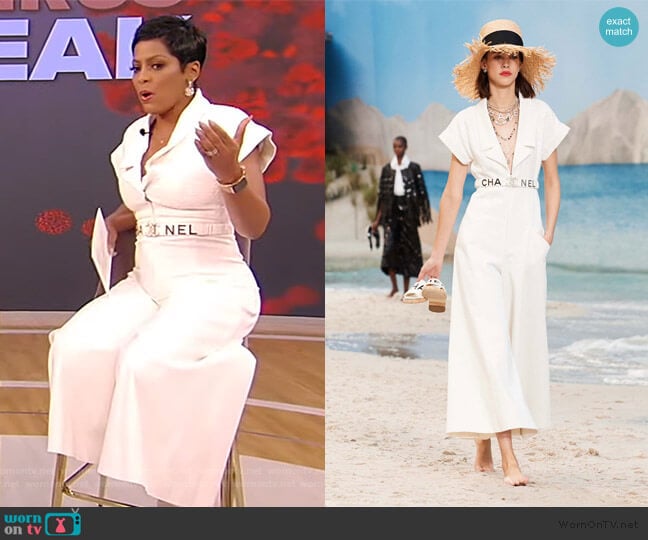 Chanel Jumpsuit and Belt Sprint Summer 2019 Collection worn by Tamron Hall on Tamron Hall Show