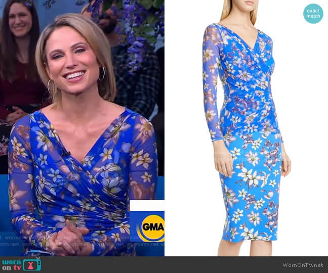 Chiara Boni La Petite Robe Shana Long Sleeve Cocktail Dress worn by Amy Robach on Good Morning America