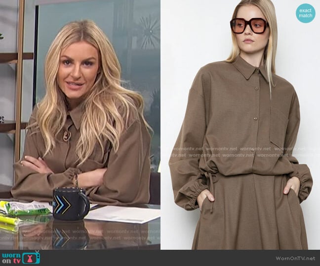 Frankie Shop Button-Up Drawstring Shirt worn by Morgan Stewart on E! News