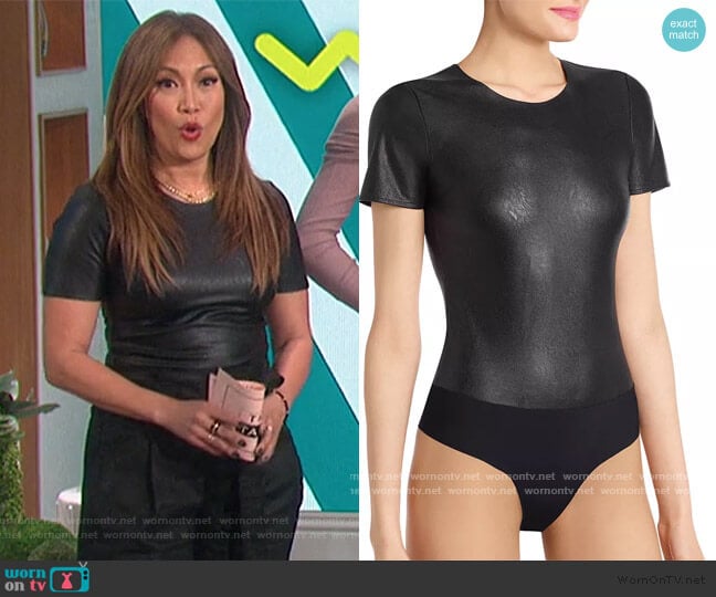 Commando Faux Leather Tee Bodysuit worn by Carrie Inaba on The Talk