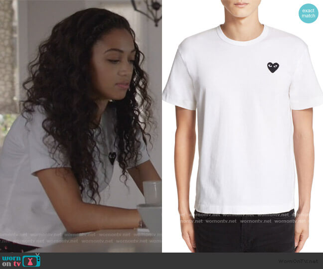 Comme des Garcons PLAY Logo Slim Fit Graphic T-Shirt worn by Olivia Baker (Samantha Logan) on All American