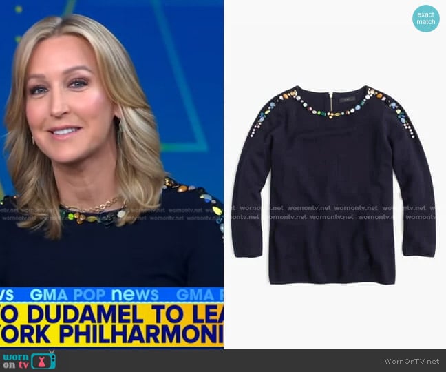 J. Crew Crew Neck Sweater worn by Lara Spencer on Good Morning America