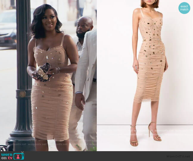 Dolce & Gabbana Drape Dress worn by Kenya Moore on The Real Housewives of Atlanta