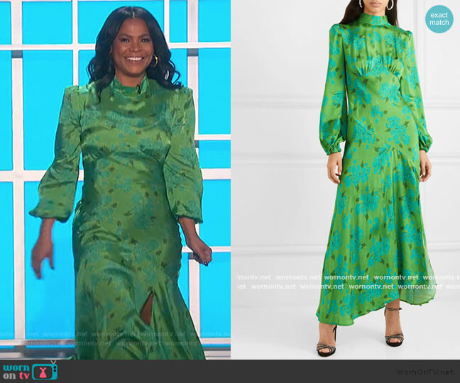 De La Vali Clara Floral-print Satin Midi Dress