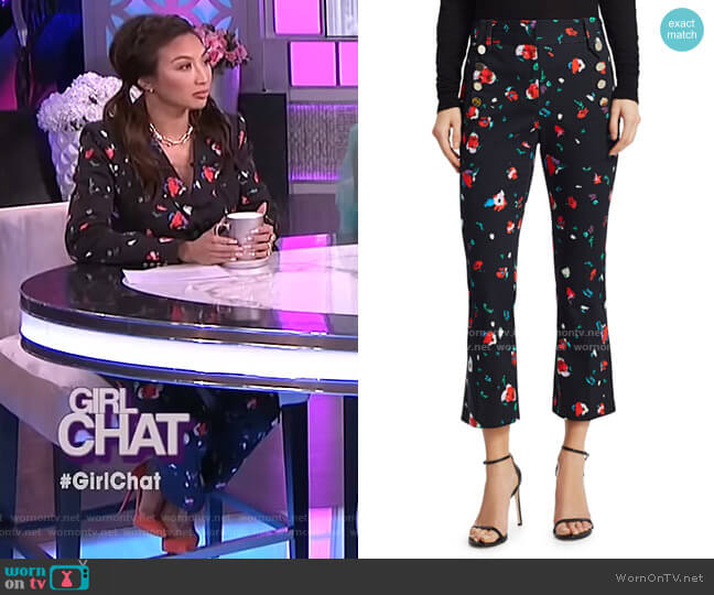 Derek Lam 10 Crosby Floral High-Rise Cropped Pants worn by Jeannie Mai on The Real