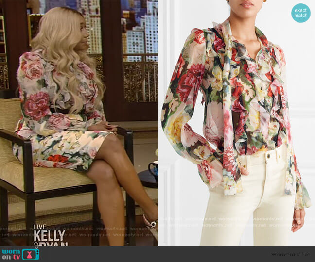 Dolce & Gabbana Ruffled floral-print silk-chiffon blouse