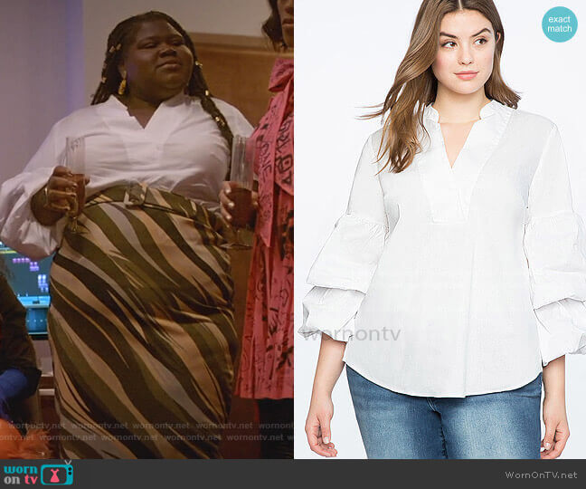 Eloquii Dramatic Puff Sleeve Top worn by Becky (Gabourey Sidibe) on Empire