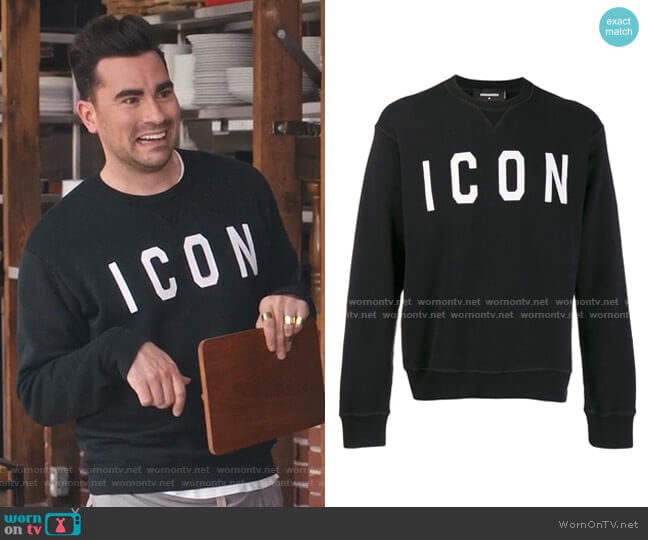 DSQUARED2 Icon Logo Sweateshirt worn by David Rose (Daniel Levy) on Schitts Creek