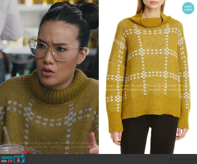 Eckhaus Latta Check Alpaca Blend Sweater worn by Doris (Ali Wong) on American Housewife
