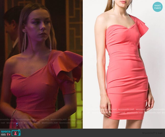 Elisabetta Franchi One Shoulder Mini Dress worn by Carla Roson Caleruega (Ester Exposito) on Elite