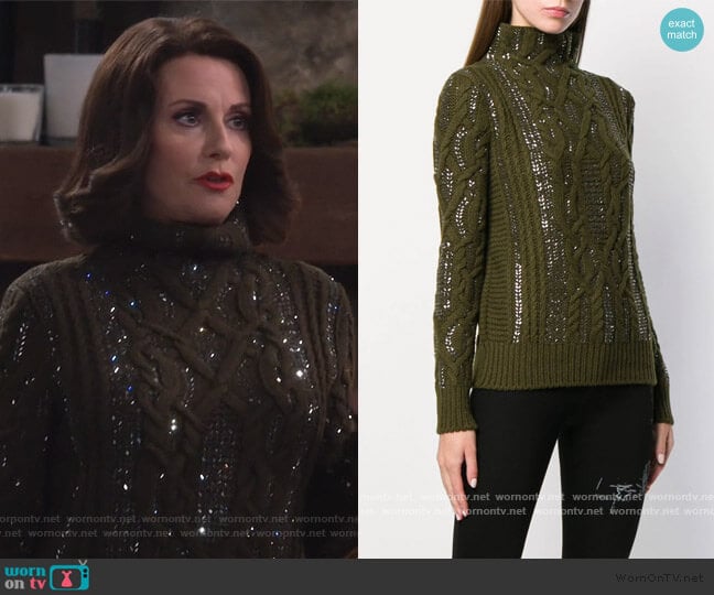 Ermanno Scervino Cable Knit Jumper worn by Karen Walker (Megan Mullally) on Will and Grace