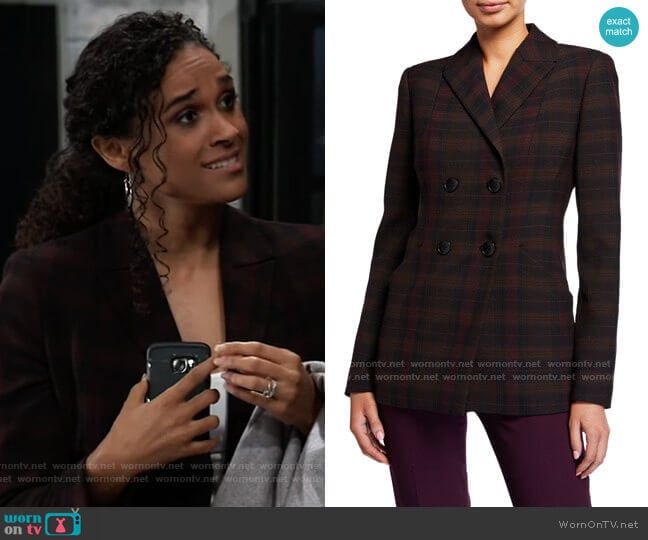 Elie Tahari Launie Blazer worn by Jordan Ashford (Briana Nicole Henry) on General Hospital